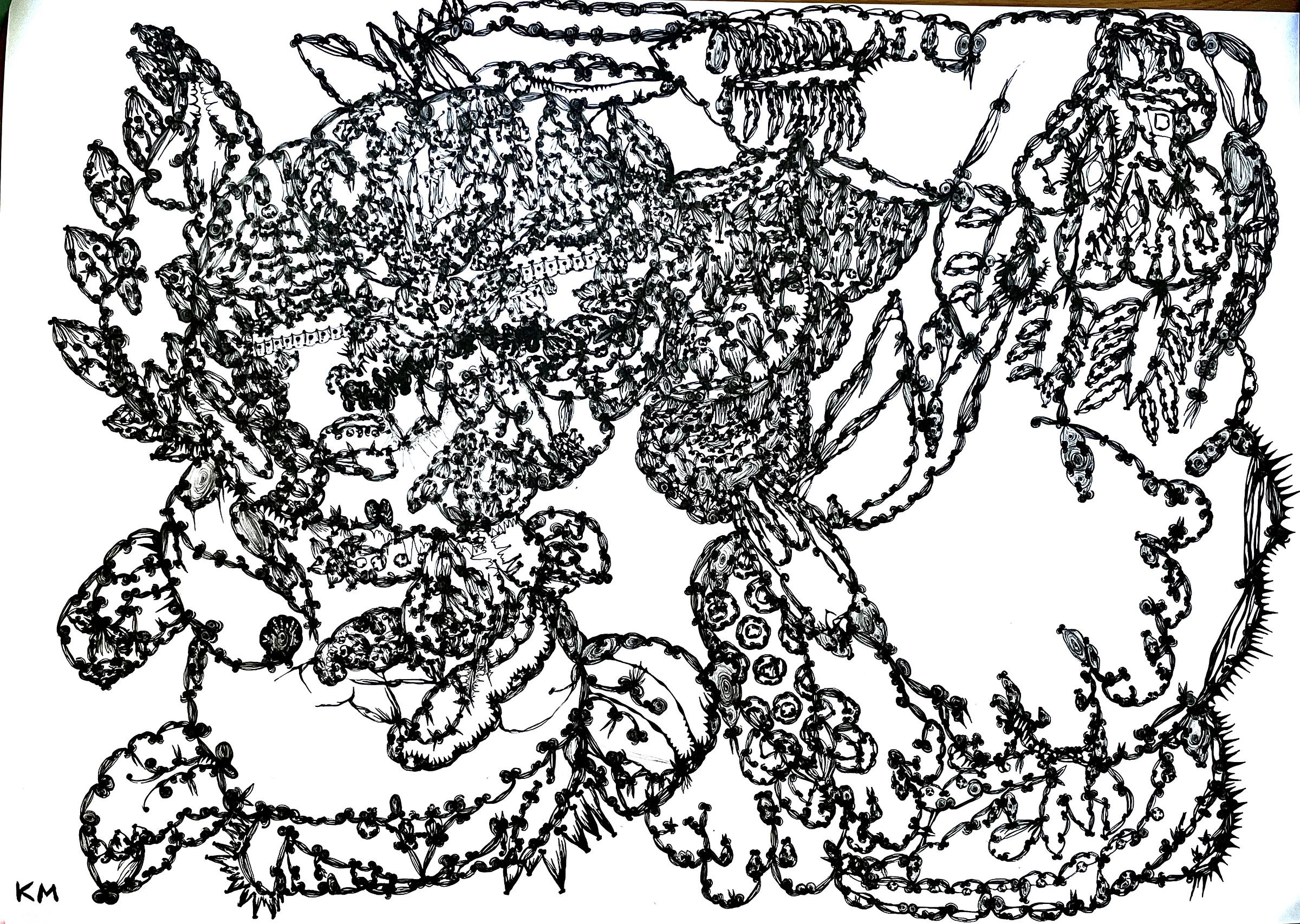 The Creature Puts on a Shoe with a Flower in Its Hands.